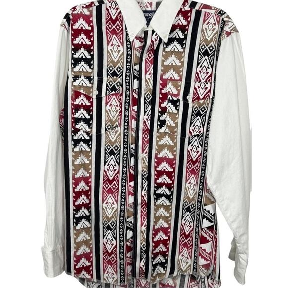 Vintage Wrangler Aztec Navajo Western Shirt Button-Up 15½ 34 Retro - Picture 5 of 13